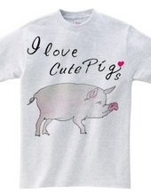 豚の水彩画 I love cute Pigs