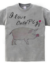 豚の水彩画 I love cute Pigs