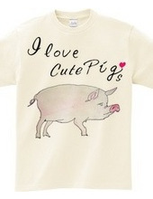 豚の水彩画 I love cute Pigs