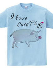 豚の水彩画 I love cute Pigs