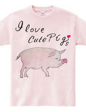 豚の水彩画 I love cute Pigs