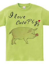 豚の水彩画 I love cute Pigs