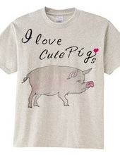 豚の水彩画 I love cute Pigs