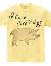 豚の水彩画 I love cute Pigs