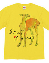 ラマの水彩画 I love Lamas