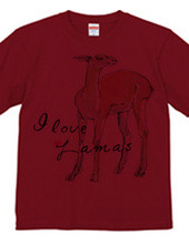 ラマの水彩画 I love Lamas