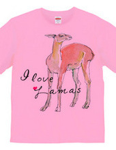 ラマの水彩画 I love Lamas