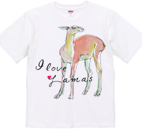 ラマの水彩画 I love Lamas