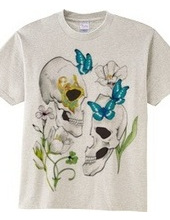 Flower and butterfly and skull