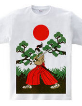 Samurai sword and pine and Japanese flag