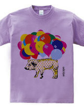 a pig wearing star pattern T-shirts