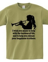 Girl blowing the trumpet