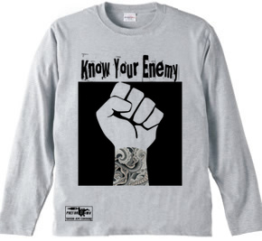 タトゥー 拳を突き上げる メッセージ Know Your Enemy 長袖 ｔシ Factor 3 Ink 長袖ｔシャツ デザインｔシャツマーケット Hoimi ホイミ