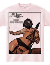 tattoo inked sexy girl 2 ガスマスク　傭兵　半袖　Ｔシャ