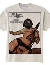 tattoo inked sexy girl 2 ガスマスク　傭兵　半袖　Ｔシャ