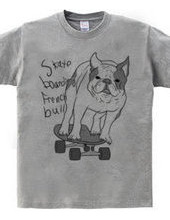 skateboarding french bulldog　しろくろ