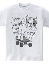 skateboarding french bulldog　しろくろ