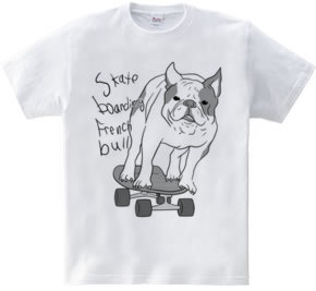 skateboarding french bulldog　しろくろ