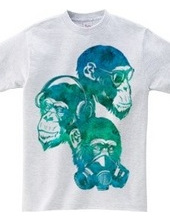 Three fool monkey (tropical blue)