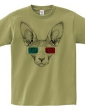 Sphynx Cat with 3D glasses