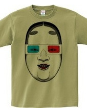 Japanese NOU mask wears 3D glasses