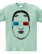 Japanese NOU mask wears 3D glasses