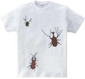 カブトムシとクワガタムシとカナブンがついたTシャツ