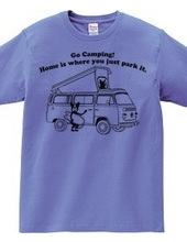 ボストンテリア サーフキャンプ VWキャンパー Tシャツ