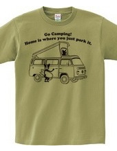 ボストンテリア サーフキャンプ VWキャンパー Tシャツ