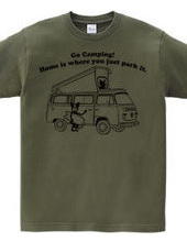 ボストンテリア サーフキャンプ VWキャンパー Tシャツ