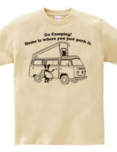 ボストンテリア サーフキャンプ VWキャンパー Tシャツ