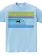 Boston Terrier Surf Barreled-in Tee