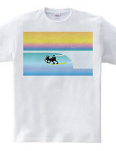 Boston Terrier Surf Barreled-in Tee