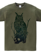 Owl and Skull (Green Blue)