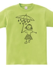 a child under the rain under an umbrella