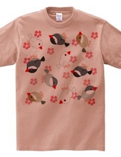 Cherry blossoms and many birds