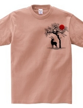 Deer Under A Tree Gazing At A Red Moon