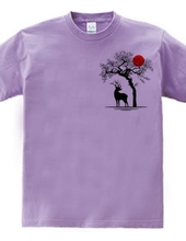 Deer Under A Tree Gazing At A Red Moon