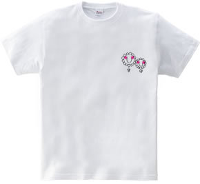 笑顔の花 Tシャツ　白黒　ほっぺちゃん