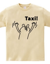 タクシーを呼び止めるクマ
