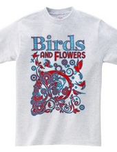 鳥と花（赤と青）