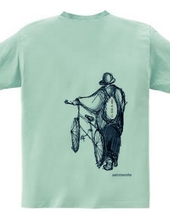 Man pushing a bicycle（B）