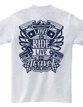 Love To Ride Live To Travel 1 Vintage Blue (Backprint)