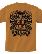 Love To Ride Live To Travel 1 ヴィンテージブルー (バックプリント)