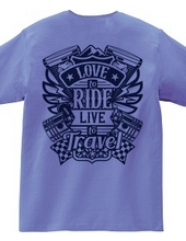 Love To Ride Live To Travel 1 ヴィンテージブルー (バックプリント)