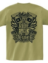 Love To Ride Live To Travel 1 ヴィンテージブルー (バックプリント)