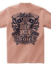 Love To Ride Live To Travel 1 ヴィンテージブルー (バックプリント)