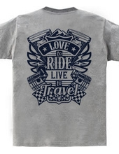 Love To Ride Live To Travel 1 ヴィンテージブルー (バックプリント)