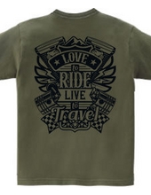 Love To Ride Live To Travel 1 ヴィンテージブルー (バックプリント)