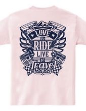 Love To Ride Live To Travel 1 ヴィンテージブルー (バックプリント)